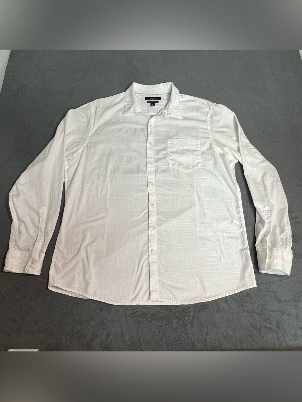 Marc Anthony Slim Fit White Casual Long-Sleeve Button-Down Shirt #0055